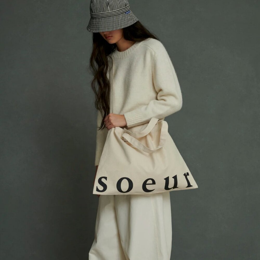 Soeur Cotton Canvas Tote Bag Double Handles Shopper